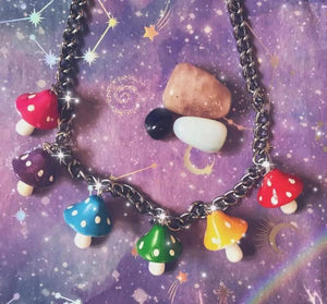 Colorful Mushroom Pendant Keychain Harajuku Punk Plant Waist Pants Key Chain