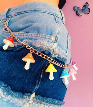 Colorful Mushroom Pendant Keychain Harajuku Punk Plant Waist Pants Key Chain