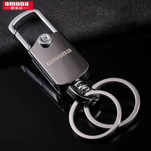 Men's Waist Hanging Key Chain Stainless Steel Key Ring Rotating Double Ring