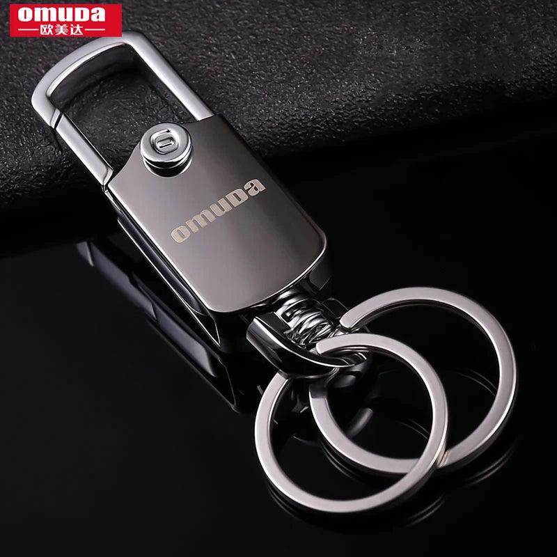 Men's Waist Hanging Key Chain Stainless Steel Key Ring Rotating Double Ring