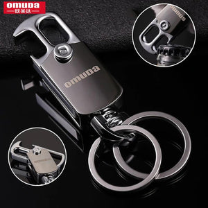 Men's Waist Hanging Key Chain Stainless Steel Key Ring Rotating Double Ring
