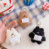 Plush Mask Bear Keyring for Bags and Cars