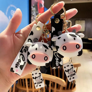 Silicone Animal Cows Key Chain Ring Bag Pendant Christmas Present
