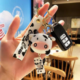 Silicone Animal Cows Key Chain Ring Bag Pendant Christmas Present