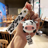 Silicone Animal Cows Key Chain Ring Bag Pendant Christmas Present
