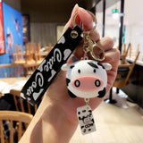 Silicone Animal Cows Key Chain Ring Bag Pendant Christmas Present