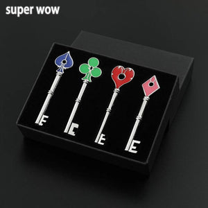 4Pcs RPD Keychains Playing Card Keyring For Men Fans Gift