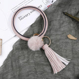 Plush Leather Car Keychain Personalized Key Ring for Women