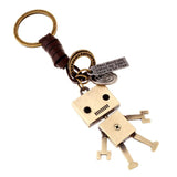 Vintage Antique Bronze Leather Keychain & Keyring Camera Bear Robot Pendant