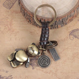 Vintage Antique Bronze Leather Keychain & Keyring Camera Bear Robot Pendant
