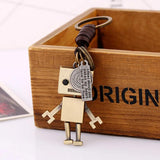 Vintage Antique Bronze Leather Keychain & Keyring Camera Bear Robot Pendant