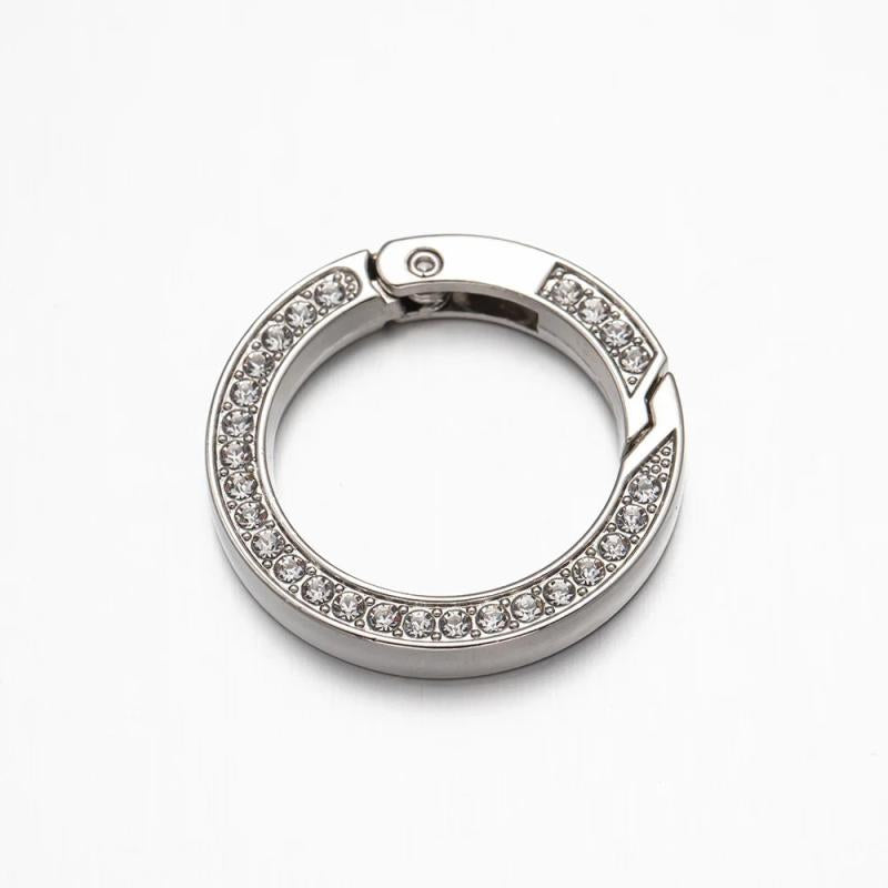 5Pcs Rhinestone O Rings Carabiner Snap Buckle DIY Pendant Bag Strap Keychain Hoo