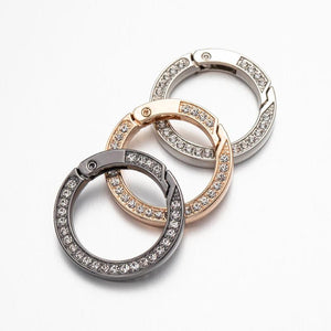 5Pcs Rhinestone O Rings Carabiner Snap Buckle DIY Pendant Bag Strap Keychain Hoo
