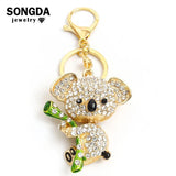 Koala Rhinestone Keychain Funny Animal Pendant Keyring Car Key Holder