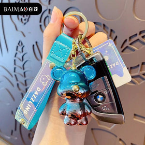 Cartoon Resin Gradient Bear Keychain Yellow Men Women Animal Bear Couple Key Cha