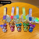 Cartoon Resin Gradient Bear Keychain Yellow Men Women Animal Bear Couple Key Cha