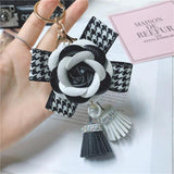 Camellia Key Chain Tassel Key ring Women Bag Decoration Pendant