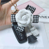 Camellia Key Chain Tassel Key ring Women Bag Decoration Pendant