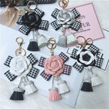 Camellia Key Chain Tassel Key ring Women Bag Decoration Pendant