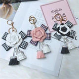 Camellia Key Chain Tassel Key ring Women Bag Decoration Pendant