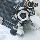Camellia Key Chain Tassel Key ring Women Bag Decoration Pendant