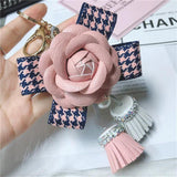 Camellia Key Chain Tassel Key ring Women Bag Decoration Pendant