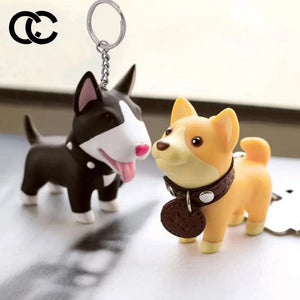 Dog Keychain Figure PVC Doll Toys Shiba Inu Bull Terrier Gift for Car