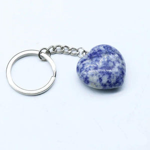 Reiki Healing Crystal Heart Keychain Opal Agate Quartz
