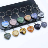 Reiki Healing Crystal Heart Keychain Opal Agate Quartz