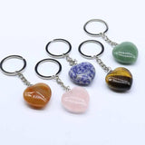Reiki Healing Crystal Heart Keychain Opal Agate Quartz