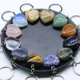 Reiki Healing Crystal Heart Keychain Opal Agate Quartz