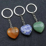 Reiki Healing Crystal Heart Keychain Opal Agate Quartz