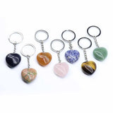 Reiki Healing Crystal Heart Keychain Opal Agate Quartz