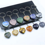 Reiki Healing Crystal Heart Keychain Opal Agate Quartz