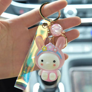 Luminescent Rabbit Keychain Acrylic Bunny Keychains Couple Jewelry