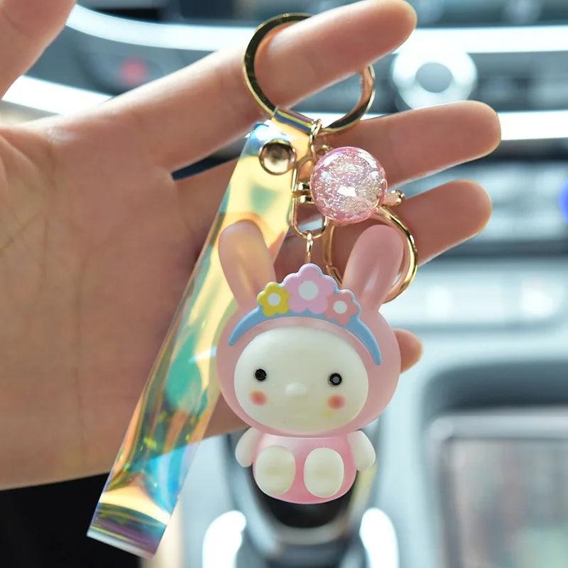 Luminescent Rabbit Keychain Acrylic Bunny Keychains Couple Jewelry