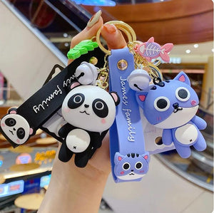 Silicone Animal Key Chain - Cute Panda Cat Lion Tiger Rabbit Dinosaur