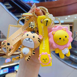 Silicone Animal Key Chain - Cute Panda Cat Lion Tiger Rabbit Dinosaur