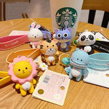 Silicone Animal Key Chain - Cute Panda Cat Lion Tiger Rabbit Dinosaur