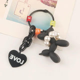 Stereo Heart Balloon Dog Keychain Key Ring Chain Creative Car Pendant