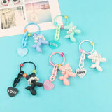 Stereo Heart Balloon Dog Keychain Key Ring Chain Creative Car Pendant