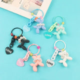 Stereo Heart Balloon Dog Keychain Key Ring Chain Creative Car Pendant