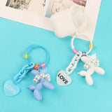 Stereo Heart Balloon Dog Keychain Key Ring Chain Creative Car Pendant