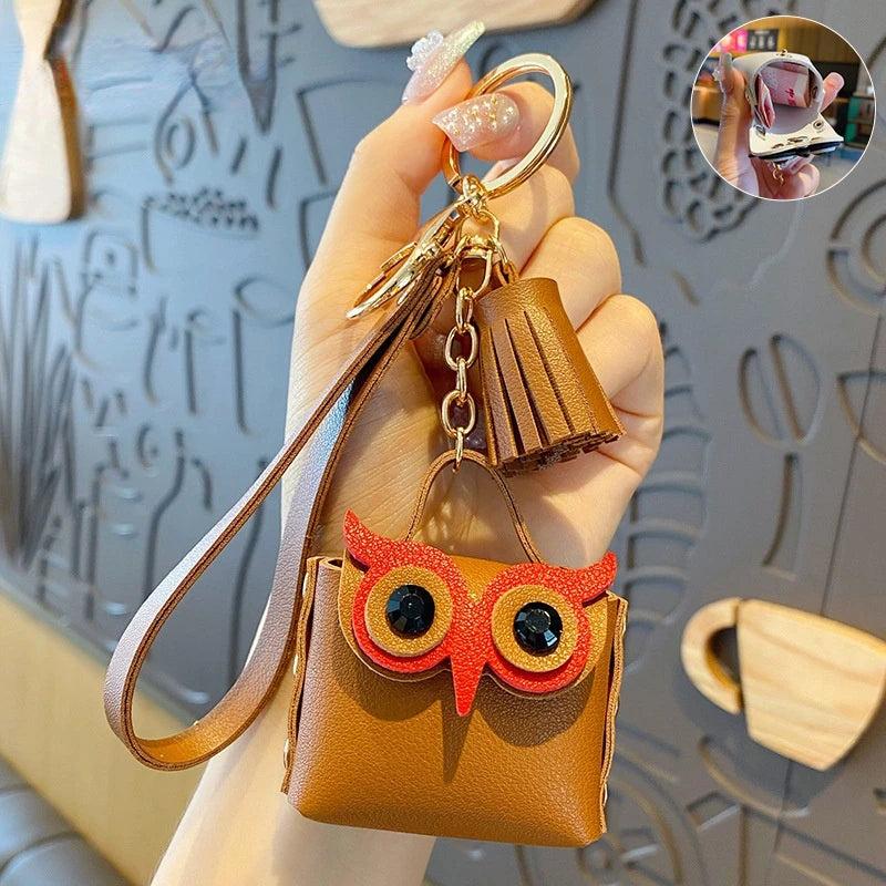 Owl Coin Purse Keychain Tassel PU Leather Owl Buckle Car Key P