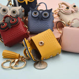 Owl Coin Purse Keychain Tassel PU Leather Owl Buckle Car Key P