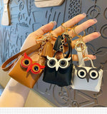 Owl Coin Purse Keychain Tassel PU Leather Owl Buckle Car Key P