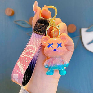 Cartoon Bear Keyring Acrylic Animal Keychain for Women Couple