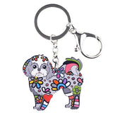 Acrylic Yorkshire Terrier Dog Key Chain Shih Tzu Key Ring Holder