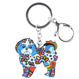 Acrylic Yorkshire Terrier Dog Key Chain Shih Tzu Key Ring Holder