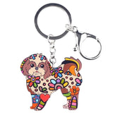 Acrylic Yorkshire Terrier Dog Key Chain Shih Tzu Key Ring Holder